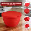 Foldable Silicone Bowl Liners for KitchenAid Tilt-Head 5QT Mixer,Mixing Bowls Insert with Lids，Dishwasher-Safe Food-Grade for Stand Mixer Accessories and Attachments(Red, 1 included)