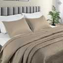 BIOWEAVES 100% Organic Cotton Quilt King Size - Diamond Stitched Quilted bedspreads - All Season Oversized Coverlet Set - GOTS Certified Bedding Set | 1 Quilt & 2 Pillow Shams, Coverlet Set - King / Cal King