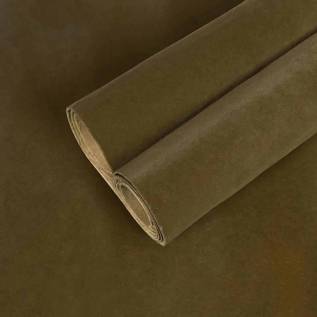 CHIHUT 12”x472” Self Adhesive Peel and Stick Velvet Flocking Lining Solid Brown Felt Sheet for Jewelry Drawer Cabinets Art Crafts Soft Texture Flocked Wallpaper Roll for Bedroom Dresser Walls