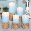 Crystal Club Blue Flameless Candles, Set of 5 Battery Operated LED Pillar Candles with Timer, Real Wax Candle Set with Remote for Home Bedroom Décor