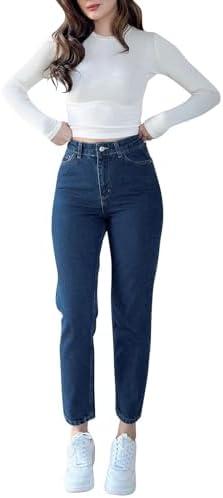 Straight Leg Jeans for Women Trendy High Waisted Stretch Ankle Denim Pants XL