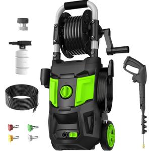 Electric Pressure Washer, 5000PSI Max 3.2 GPM Power Washer with 20FT Hose, 35FT Power Cord, 4 Nozzles, Foam Cannon & Spray Gun, High Pressure Washer for Car, Patio, Fence, Window (Green)