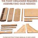 16.5 Wooden Paint Organizer and Holder for 74 Bottles with 2 Drawers, Removable Compartments, and Back Storage Space for Acrylic and Craft Paints