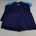 Women Plus Size Short Sleeve Rash Guard Sets with Built in Bra UPF50+ Swim Shirt and Shorts Two Piece Swimsuit (3X, Navy/Turquoise)