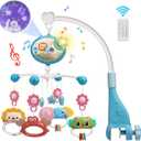 Mini Tudou Crib Mobile with Music and Lights,Baby Mobile for Crib with Hanging Rotating Rattle Toy,Star Projection,400 Lullabies and Timing Function,Remote Control Baby Crib Mobile for Boys Girls