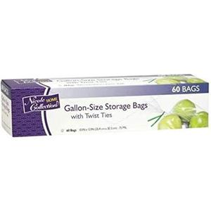 Premium Plastic Clear with Ties Gallon Bags - 10" x 12" (60 Pc) - Durable & Leakproof Storage Solution - Perfect for Home and Kitchen Use