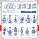 Maxcheck 24 Pcs Porcelain Blue and White Vase Mini Chinoiserie Bud Vase Vintage Ceramic Oriental Handmade Chinese Flower Jardiniere for Home Office Shelf Table Centerpieces Decor