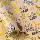 RUSPEPA Baby Shower Wrapping Paper Roll - 17 Inches x 16.4 Feet - Cute Animal Design on Kraft Paper - Ideal for Baby Boy or Neutral Gift Wrapping, Kids' Birthday Party and Baby Shower