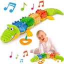 Sumobaby Infant Baby Musical Stuffed Animal Activity Soft Toys with Teether, Multi-Sensory Crinkle, Rattle and Textures, for Tummy Time Newborn 0-3-6-12 Months Boys, Girls, Crocodile (Alligator)