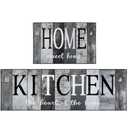 Nesphy Farmhouse Black Gray Kitchen Rugs and Mats Non Skid Washable Set of 2, Vintage Wooden Board Floor Mats, Sweet Heart Home Runner Rug, Kitchen Decor