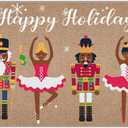 Drydiet African American Nutcracker Christmas Doormat Black Nutcracker Welcome Door Mat Happy Holiday Outside Entrance Porch Non Slip Rug 32 x 20 Inch