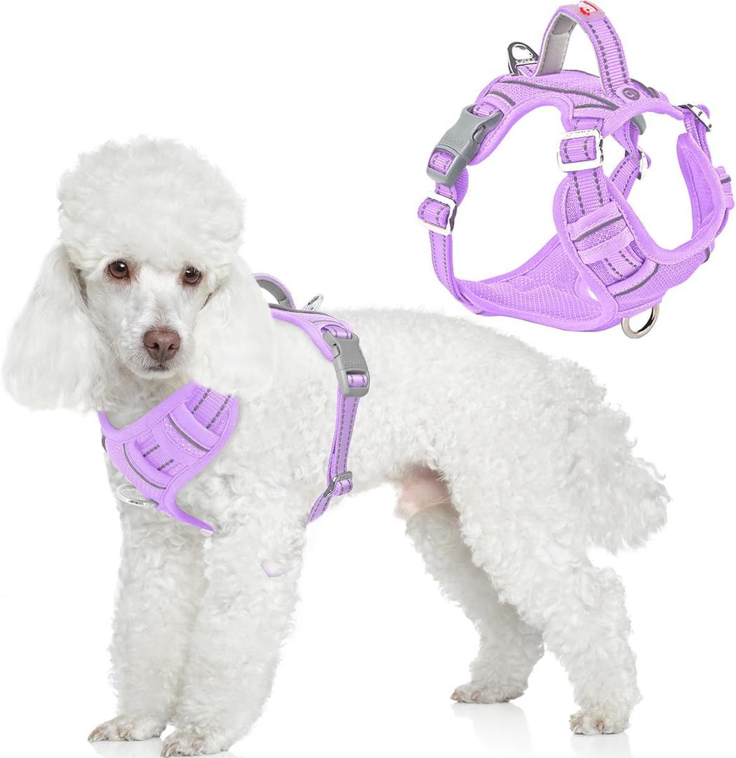 BARKBAY Dog Harness No Pull with ID Tag Pocket - Heavy Duty, Reflective, Easy Control for Large Dogs (Violet Purple, S)  