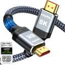 Highwings 8K 10K 4K HDMI Cable 48Gbps 6.6FT/2M, Certified Ultra High Speed HDMI Cable Braided Cord-4K@120Hz 8K@60Hz, DTS:X, HDCP 2.2 & 2.3, HDR 10 Compatible with Roku TV/PS5/HDTV/Blu-ray (6.6 feet, Grey)