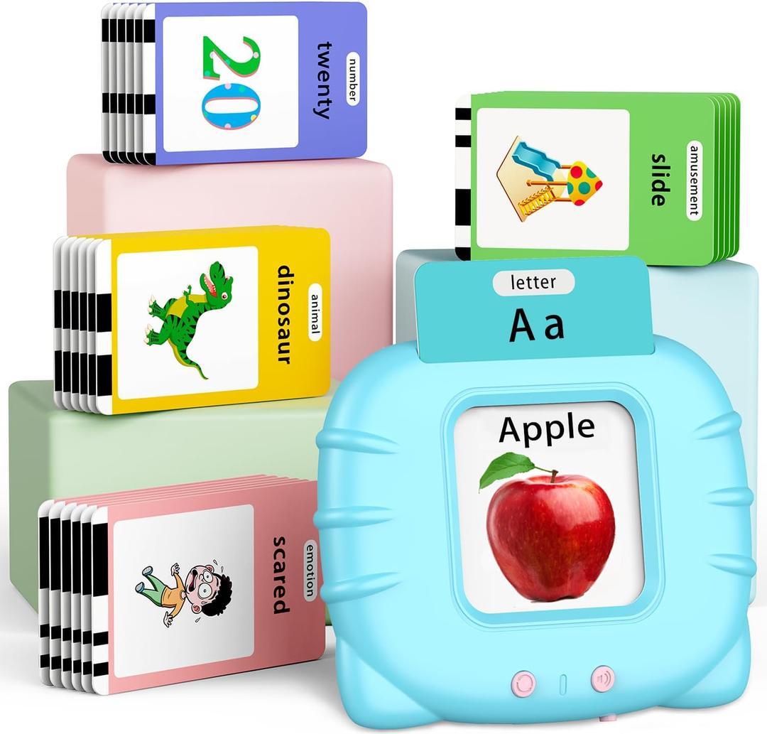 Eaever 520 ABC Sight Words Talking Flash Cards, Christmas Birthday Gift for 2 3 4 5 6 Year Old Boys and Girls, Preschool-Learning-Activities, Toddler Educational Toys for Ages 1-6 Kids, Blue