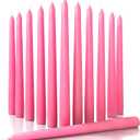 CANDWAX 12 inch Taper Candles Set of 12 - Dripless and Smokeless Candle Unscented - Slow Burning Candle Sticks - Pink Candles