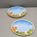 AinDen Disposable Easter Paper Plates, 36-Count Large Heavy Duty Oval Dinner Dessert Cake Basket Plates for Party, 10.2 x 12.6 Inch