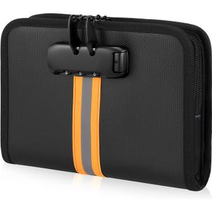 Fireproof Money Bag 8.3 x 5.9In, Money Bag with Lock and Zipper, Safe Fireproof Waterproof for Cash, Mobile Phones, Keys, Credit Cards