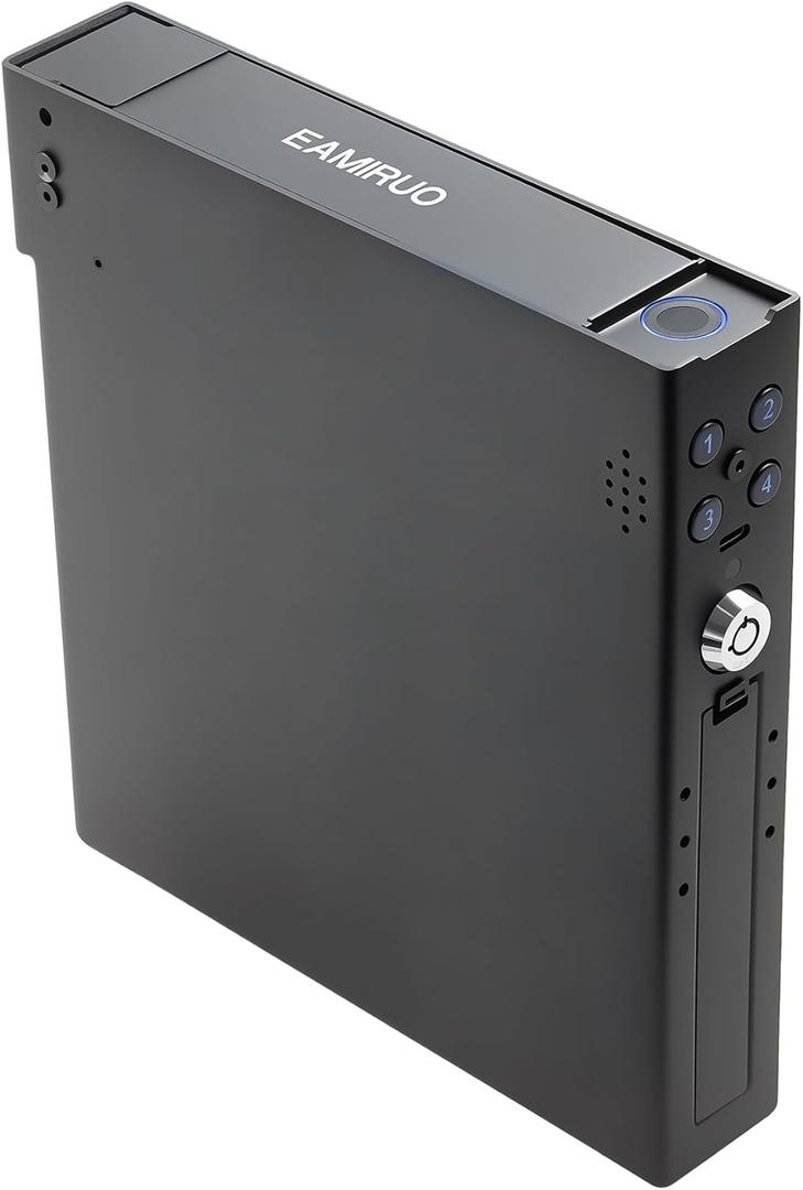 Car Gun Safe - Quick Access Vehicle Handgun Safe with Fingerprint & Keypad & Key, Pop Up Biometric Gun Safe for Car and Bedside, Rapid Deployment Vehicle Gun Storage