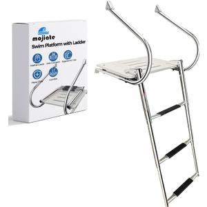 3-Step Telescoping Swim Platform Dock Ladder - ABS Stainless Steel with 2 Handrails for Marine Boats