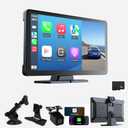 is a Wireless in-car CarPlay Screen for 4K car dashcams, Featuring a 9-inch Portable CarPlay and Android Auto Stereo System, a 1080p Rearview Camera, Mirror Link/Voice Control Bluetooth app