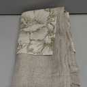 jinchan Linen Floral Valance Double Layer Kitchen Window Curtain Green Flower on Beige Valance for Living Room Cafe Farmhouse Light Filtering Rustic French Country Sage 18 Inch Rod Pocket 1 Panel