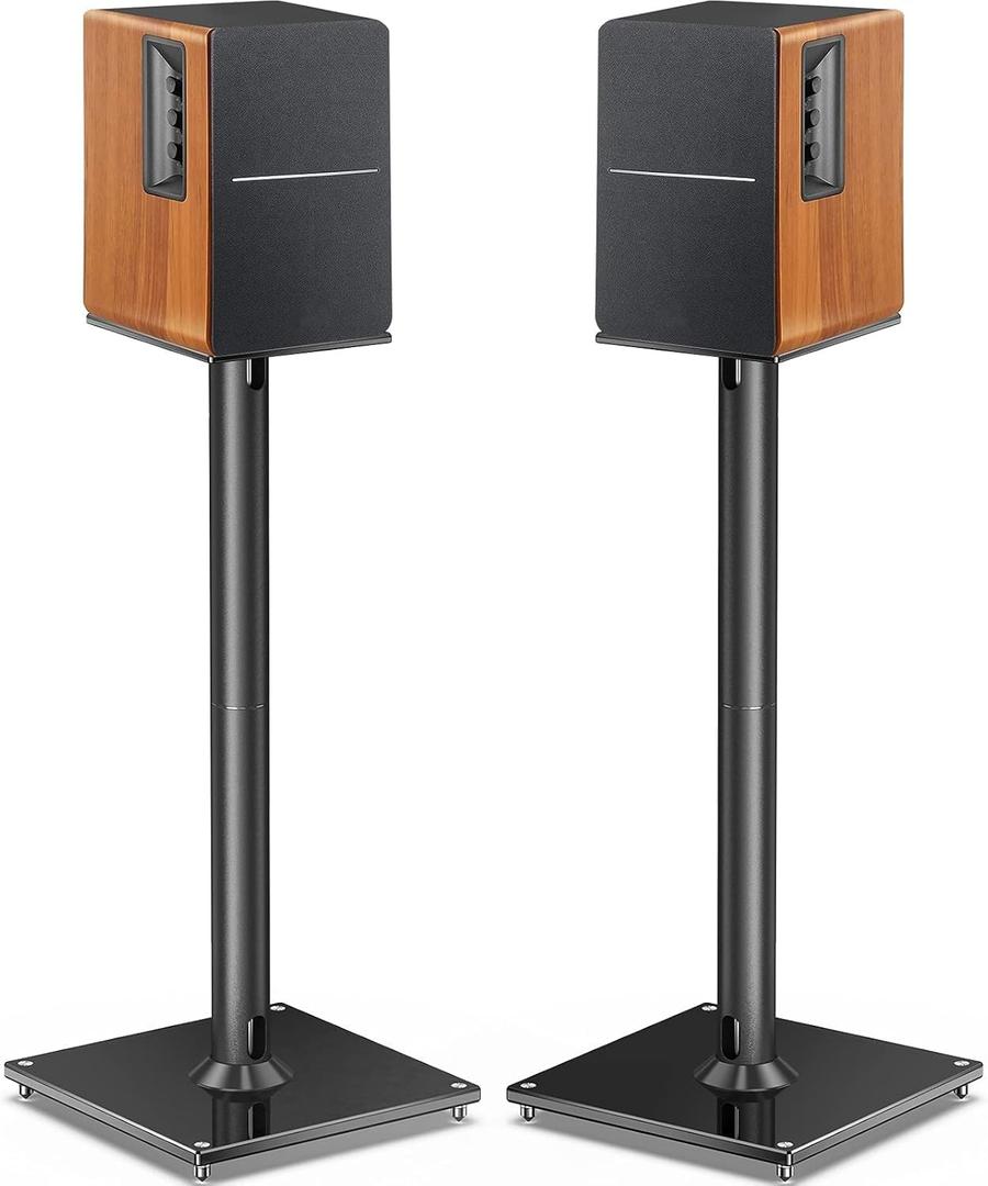 Perlegear Universal Speaker Stands for Surround Sound up to 22lbs - 28 Inch Bookshelf Speaker Stands for Bose, Polk, JBL, KEF, Klipsch & Others, Floor Speaker Stand with Cable Management 1Pair- PGSS6
