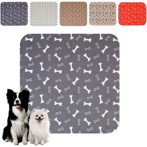 Puppy Pads with Pheromones, Washable Pee Pads for Dogs Potty Training, Reusable Dog Mat with Pet Hair Removal Gloves for Playpen, Crate, Whelping Box (Gray,M)