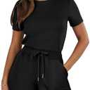 ANRABESS Romper for Women Short Sleeve Summer Tshirt One Piece Jumpsuit Beach Vacation Travel Outfits 2025 Dressy Clothes Size Small