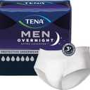 TENA MEN Overnight Extra Coverage Incontinence Underwear, Adult diapers, Large/X-Large (Waist Sizes 44in-64in), 48 Count (4 packs of 12)