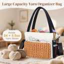 DALINDA Crochet Bag Organizer,Yarn Bag and Tote- Yarn Storage with Multiple Pockets for Crochet Supplies, Knitting Bag for Gifts,Portable & Durable(Brown)