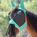 Harrison Howard CareMaster Horse Fly mask with Ears and Nose Fringe Fly Protector Defender Mask Summer Mint Full Size