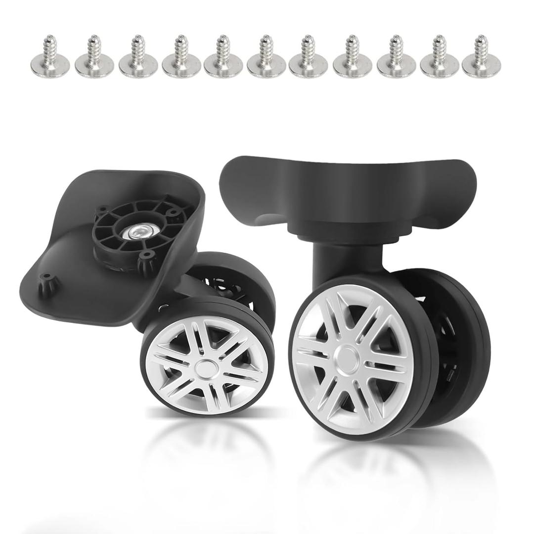 JIUKONG 2 Pcs Luggage Wheels Replacement - Plastic Luggage Wheels, 360 Degree Rotation Spinner Suitcase Wheel, Resistant for Most Suitcase Repair