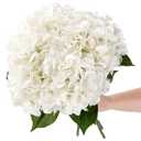 5Pcs Realistic White Hydrangea Artificial Flowers with Stems 21 Inch Lifelike Faux Hydrangeas Flower Large Hydrangea for Weddings Bouquets Table Centerpieces Home Decor Party