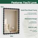 36"x24" Rectangular Solid Wood Farmhouse Decorative Wall Mirror