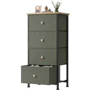 Sweetcrispy Dresser for Bedroom, 4 Drawer Storage Cabinet, Tall Nightstand, 17.7"D x 11.8"W x 37"H