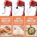 CEBORY 3-IN-1 Electric Stand Mixer, 6.5QT Bowl 660W 10-Speed Kitchen Mixer, Household Food Mixers include Dough Hook, Beater and Whisk, Bread Cake Mixer for Baking and Most Home Cooks, Red