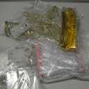 Soulchen 34 Pcs Gold Christmas Tree Decorations Set Include 24 5.1 Inch Icicle Ornaments Glitter Star Tree Topper 32ft Christmas Ribbon 8 LED Lights for Xmas Winter Holiday Party Hanging Decor