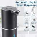 Automatic Soap Dispenser, Hand Soap Dispenser 12.8oz/380ml Smart Rechargeable, Black Soap Dispensers with 6-Level Touchless, Wall Mounted or Countertop Dish Soap Dispensing for Bathroom & Kitchen