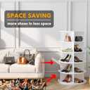 SpaceAid 5 Tier Rotating Shoe Rack Tower, Spinning Shoe Display Lazy Susan, Revolving 360 Shoe Rack Storage Round Carousel, Vertical Handbag Rotate Shoes Closet Organization (5-Tier White)