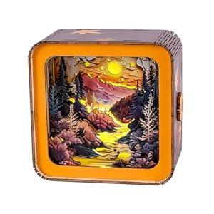 3D Puzzle Nightlight-DIY LED Light 3D Cave Wooden Puzzle-Art Lamp and Craft Kits for Kids and Adults-Birthday Gifts Toys-Home Desk Decor Family Game