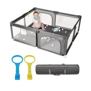 Baby Playpen with Mat, 71" x 59" Extra Large Play Yard for Babies and Toddlers, Baby Fence with Soft Thick Play Mat, Indoor Safety Activity Center for Infants, Easy to Assemble and CleanGray