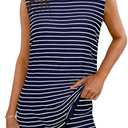Glamaker Women's 2 Piece Short Sets Summer Lounge Sets Sweater Knit Beach Vacation Matching Sets Travel Outfits (S, Striped Navy Blue)