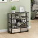 Furinno Turn-N-Tube 5 Tier Wide Shoe Rack, French Oak Grey/Black , 32 Inch