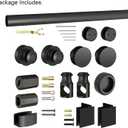 DIYHD 5FT Sliding Shower Door Hardware, in-Line Frameless Shower Door Kit for 8-10mm Glass, 304 Stainless Steel Black Finish, Space-Saving Design, No Glass Included