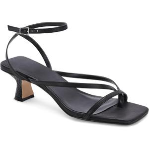 Juliet Holy Womens Strappy Sandals Kitten Heel Open Toe Slingback Ankle Strap Wedding Party Summer Heeled Sandals (11, Black)