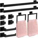 Gisafai 10 Pcs Bathroom Hardware Accessories Set 23.6 Inch Bath Towel Bar Kit Stainless Steel Bathroom Hardware Set Towel Racks Ring Hooks Paper Holder for Wall Mounted (Black)