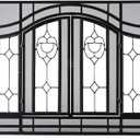 Plow & Hearth Metal Fireplace Screen Glass Floral Black | 44" W x 33" H | 2 - Door | Spark Guard Indoor Grate | Iron Fire Place Cover | Wood Burning Stove Decorative