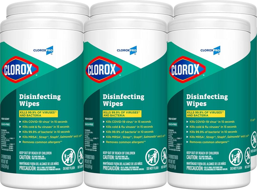 CloroxPro Clorox Disinfecting Wipes, Fresh Scent, 75 Count, Pack of 6 