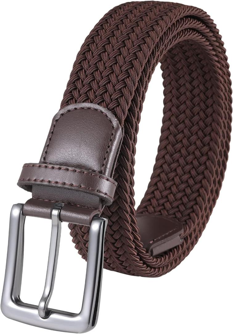 Mens Golf Belt, Casual Belts for Men Jeans Adjustable Braided Web Belt (Brown)