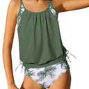 Jrbybazy Girls Tankini Swimsuit 2 Piece Tiered Ruffle Bathing Suit Teen Girl Swimsuit13-14